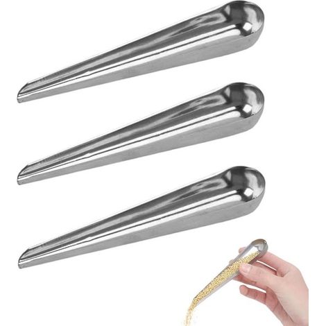 Mangiatoia per uccelli in acciaio inox a 3 pezzi, gabbia per uccelli, cucchiaio per l'alimentazione, alimentazione manuale, 14,7 cm, regola la quantità di cibo, facile da pulire e manutenere (1/5)