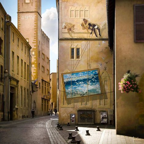 Tableau sur toile rue Trinitaires de Metz 45x45 cm - Impression sur Toile Murale Décorative - Image imprimée en HD sur Toile - Toile sur Châssis en Bois FSC - Fabriqué en France (1/5)
