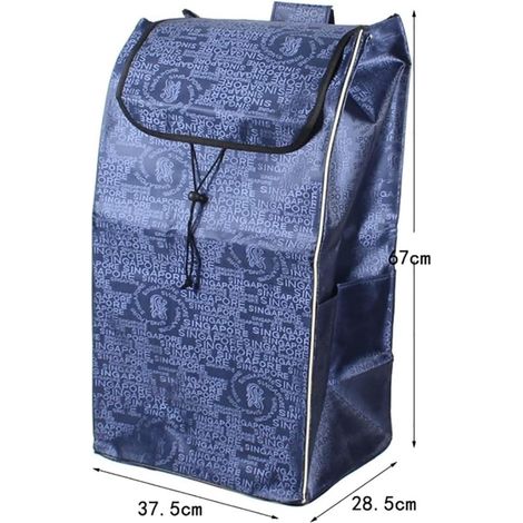 Borsa di ricambio per carrello della spesa da 72 litri, in tessuto Oxford impermeabile con tasca laterale, borsa di ricambio per trolley, 37,5×28,5×67 cm (1/2 pezzi) (1/4)