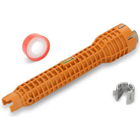 Clé de montage multifonction pour robinet ABS antidérapante, acier inoxydable, outil de plomberie à embout unique avec ruban PTFE inclus (1/5)