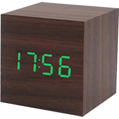 Réveil en bois cubique à activation sonore, horloge décorative, décoration de fête, décoration de chambre, articles de décoration pour les fêtes 16 (1/5)