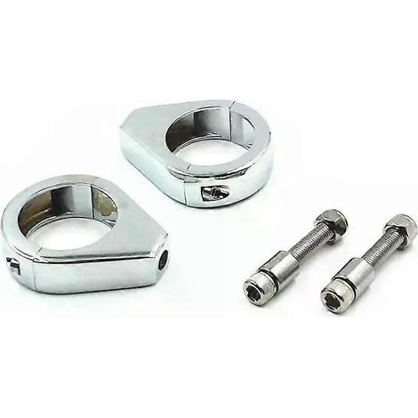 Lot de 2 supports de clignotants de 49 mm pour moto, fixation par colliers de déport de fourche avant, chromés/noirs, compatibles Harley Dyna, Softai, FXDB, XL-JXLGV (1/5)