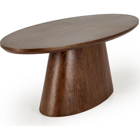 Table de salle à manger ovale plaqué noyer avec pied central Moonrise (1/5)