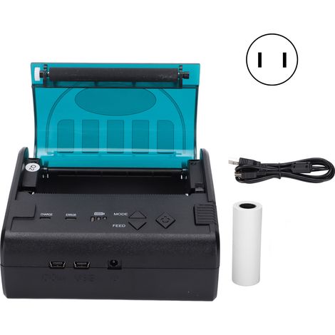 Tragbarer 80-mm-Thermodrucker für Supermarkt- und Lieferbelege, kompakt und stabil, 100–240 V US-Stecker