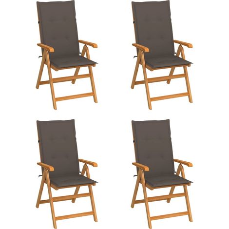 Lot de 4 Chaises de jardin Fauteuils de Jardin avec coussins taupe Bois de teck massif 10200