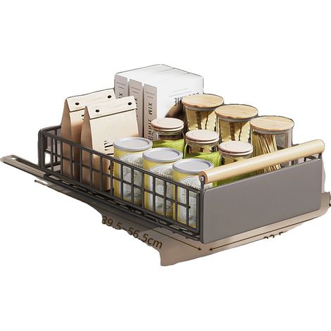 Organisateur de Cabinet, Design Pliable, Tiroir Coulissant à Accès Facile, Gris-S (1/2)