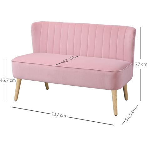 Canapé 2 places, canapé en tissu, divan, canapé capitonné, canapé lounge, large, rose (1/5)