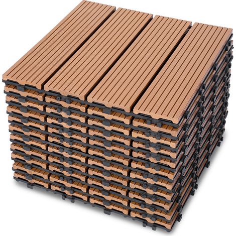 TolleTour Baldosas de patio, baldosas de madera entrelazadas, baldosas de suelo de 30 x 30 cm para jardín y patio, 33 piezas