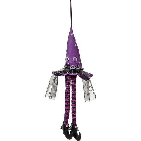 Chapeau de sorcière lumineux suspendu d'Halloween avec longues jambes, lot de déco pour arbres intérieur/extérieur, porche et fête. (1/5)