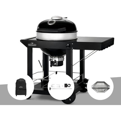 Barbecue à charbon Kettle Pro 57 cm sur chariot + Housse de,protection + Rôtissoire + Lot de 2 paniers à charbon - Napoleon (1/3)