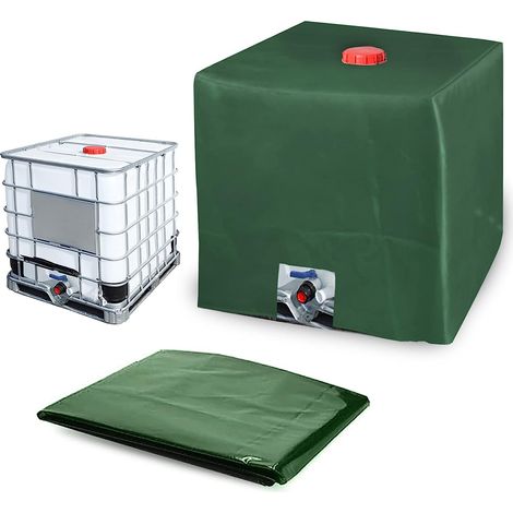 Pour Cuve 1000 l, Bâche de Protection Solaire pour réservoir d'eau de Pluie IBC, Anti-poussière Anti-UV, Housse de Protection, bâche de Protection (116 x 100 x 120 cm, Vert) (1/5)