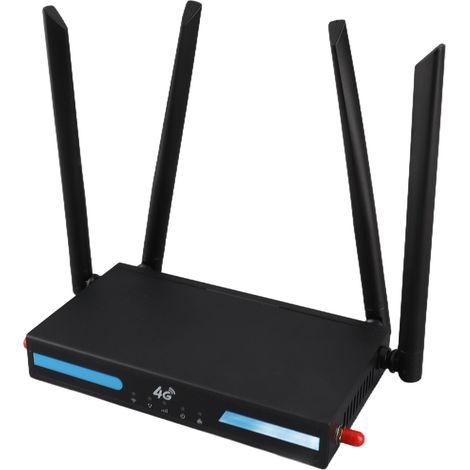 Routeur CPE 4G LTE sans abonnement intérieur modem sans fil WiFi 300 Mbit/s hotspot 6 antennes fente carte SIM prise EU métal (1/5)