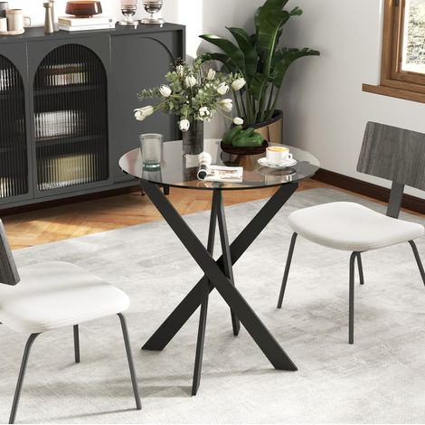 Tisch aus gehärtetem Glas schwarz Ø70 x 75 cm, rund, 4 Personen (1/5)