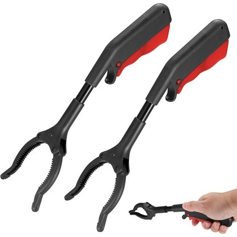 Ein Set aus zwei kurzen 28 cm Gartengreifern, speziell für Senioren entwickelt, aber auch für Kinder und Erwachsene geeignet tragbare Gartengreifer. (1/4)