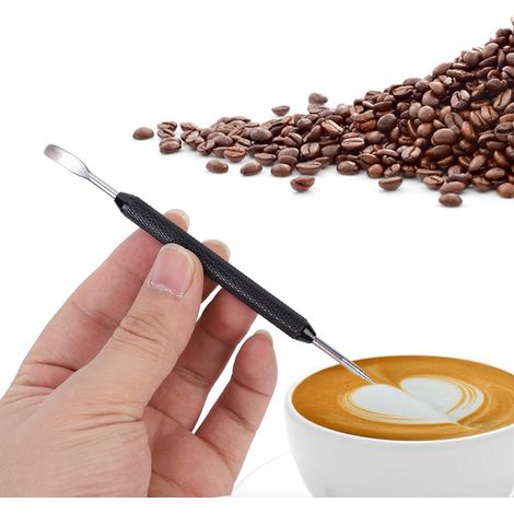 Edelstahl-Latte-Zieh-Blumennadel, Kaffeekunststift, DIY-Latte-Dekorationswerkzeug, Schwarz (1/5)
