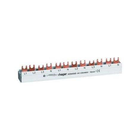 Hager Phasenschiene KDN450D (3P+N) 80A, 16 mm² Länge: 210 mm Schraubtechnik/ Quick Connect (1/5)