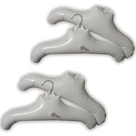 Lot de 4 cintres de voyage gonflables blancs (44 x 25 cm), cintres pour chemises à séchage à l'air libre, cintres gonflables ronds avec crochet. (1/5)