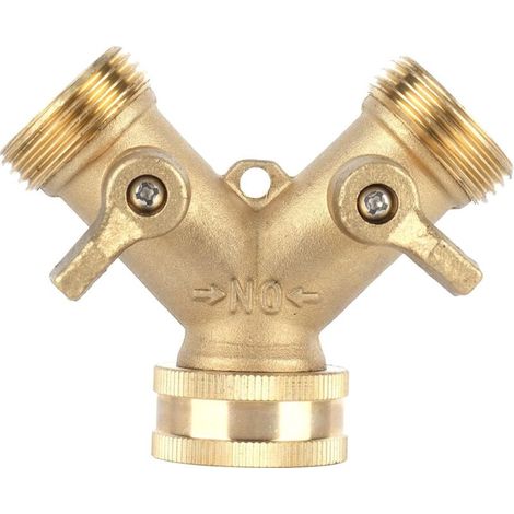 Distributeur de tuyau en laiton à deux voies de type Y G3/4 avec robinet à boisseau sphérique pour serre de jardin