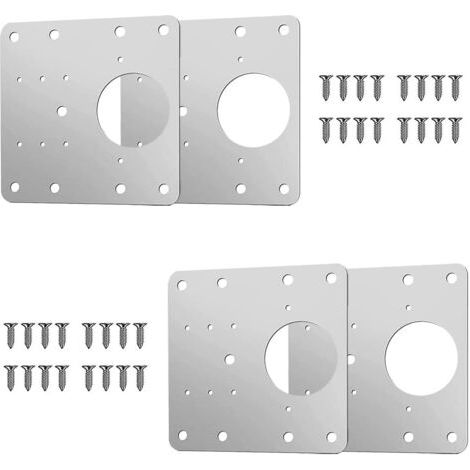 Lot de 4 supports de réparation de charnières d'armoire, plaque de réparation de charnière avec 24 vis, kit de réparation de charnières de meubles