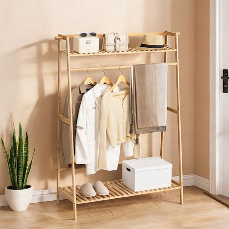 SunJet Porte-manteau, vestiaire sur pied, Portant bambou - Réf. SQU4QVDGDYD1 (1/5)