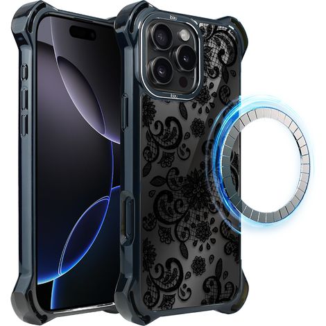 Custodia ibizu DropGuard Ultra per iPhone 16 Pro con MagSafe, colore Midnight, Lace Black (1/5)