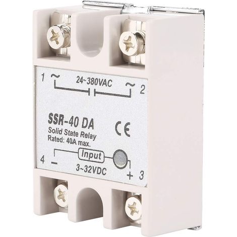 Relais à Semi-Conducteurs Monophasé DC-AC SSR-40DA 40A Tension d'Entrée 3-32V DC Tension de Sortie 24-380V AC (1/5)