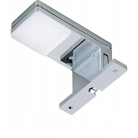 TRADE SHOP - Lampada Led Per Specchio Da Bagno 3 Watt Moderno Luce Naturale 4000k Nero Argento Ip44 90p - Argento (1/5)
