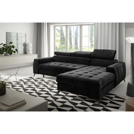 Ecksofa Schlafsofa Sofa AGNESA XS Stoff Salvador Schwarz Ottomane Rechts (1/5)