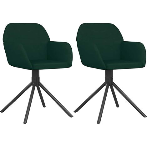 vidaXL Sillas de comedor giratorias 2 unidades terciopelo verde oscuro (1/2)