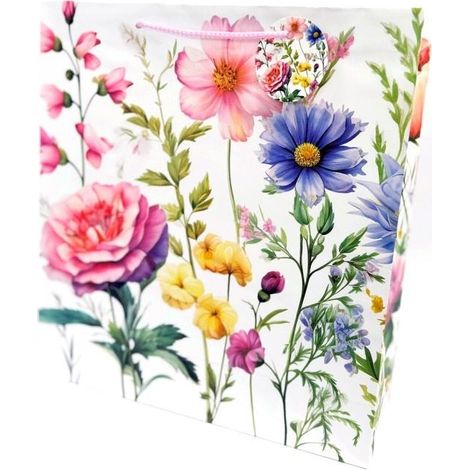 Borsa decorativa opaca 35x37x12cm con fiori
