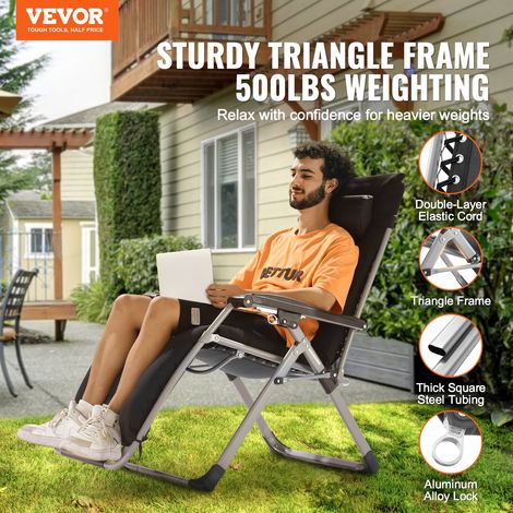 Fauteuil Inclinable Zéro Gravité, 645 mm, Transat Relax Jardin pour Intérieur Extérieur, Chaise Longue Anti-gravité Réglable avec C… (1/5)