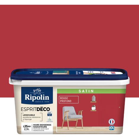 Peinture Murale Toutes Pièces - Satin - 2,5L - Rouge Profond - Ripolin (1/6)