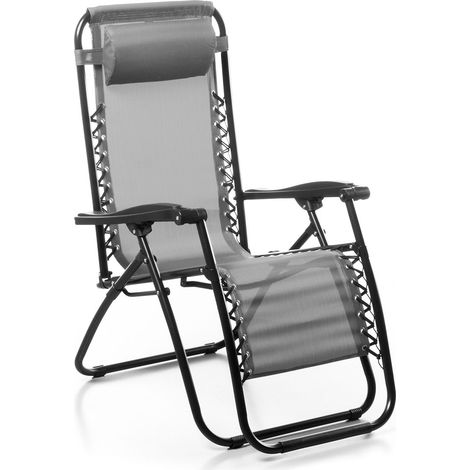 Sedia Sdraio da Giardino Gran Relax 88x65x110 cm in Textilene Grigio (1/5)