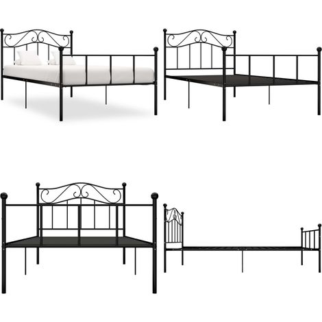Cadre de lit sans matelas noir métal 90x200 cm - Cadre De Lit - Lit Double - Lit Metal - Literie - Meuble Chambre - Home & Living (1/5)