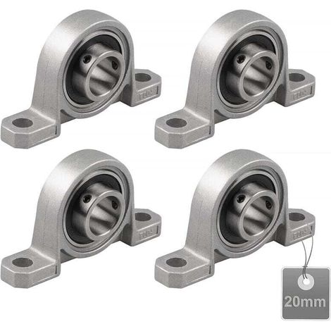 (Taille 20mm, XU,KP004)4 Pièces Roulements de d'oreiller, Palier Roulement, à Billes, Alliage Zinc, Paliers Semelle, Avec fonte solide KZQ - KZQ (1/4)