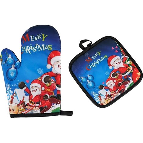 Oven Mitts - Heat Resistant Cotton Polyester Oven Gloves And Pot Holders Set - For Oven Microwave BBQ Cooking - 1 Pair (1/4)