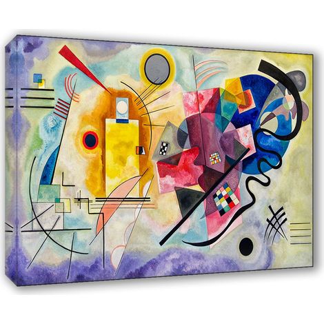 Lupia - Quadro su Tela il Meglio dell'Arte, 70x100 cm GIALLO ROSSO BLU - KANDINSKY, Riproduzione d'Arte su Tela, Montato su Telaio in Legno 3 cm, Made in Italy (1/4)