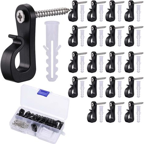 20 Pièces Crochet à Visser Noir, Crochet de Plafond Bois Capacité de Charge 10KG, Piton à Crochet Mural a Visser pour Suspendre des Paniers à Plantes,des Lanternes,Tasse (1/5)