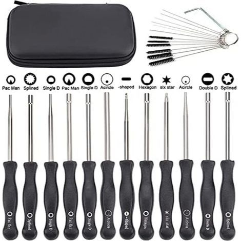 Kit Nettoyage Carburateur - 12 Tournevis Réglage + 1 Clé Allen + 6 Aiguilles + 6 Brosses - Pour Petits Moteurs à Essence - Lot de 1 (1/5)