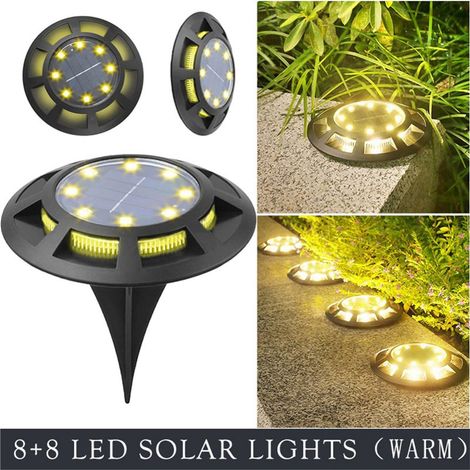 Lampe solaire étanche à 16 LED, éclairage de sol économique en énergie pour allée, jardin, villa, cour, lumière chaude-AquaForge (1/5)