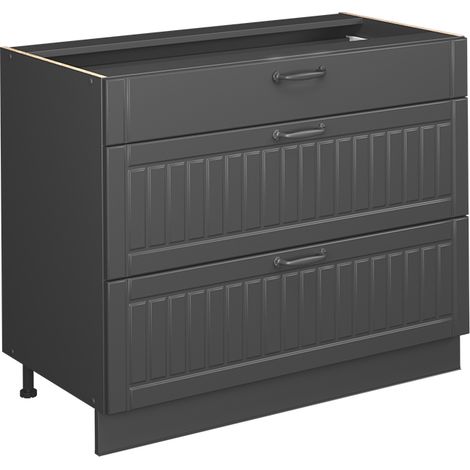 Meuble cuisine Fame-Line, Gris foncé/Anthracite, 100cm sans PT, Vicco