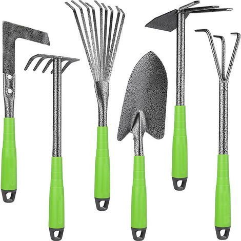 Ensemble de 6 outils jardin, kit d'outils jardinage pour planter et désherber (1/4)