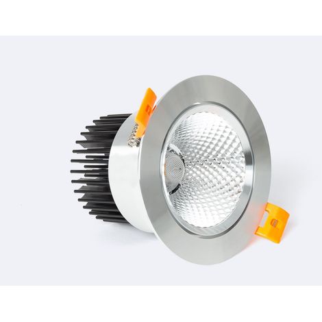 LED Downlight Einbaustrahler 12W COB Schwenkbar Rund Silber Schnitt Ø 90 mm No Flicker No Flicker 5000K Kaltweiß (1/4)