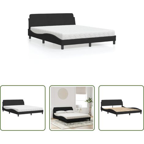 Matratze - Bett mit Matratze "Dover" Schwarz 160x200 cm Samt (1/5)
