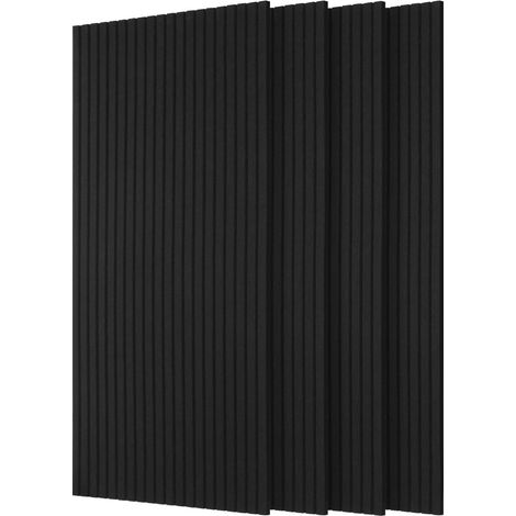 TolleTour 4 Stück Akustikplatten selbstklebend Schallschutzplatten Hohe Dichte Wandpaneel Vertikalstreifen Schwarz (1/5)