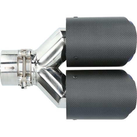 Embout d'échappement double universel en forme de Y, finition fibre de carbone mate et acier inoxydable (1/5)