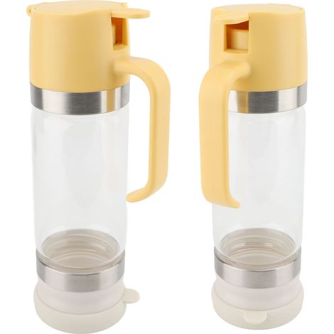 Distributeur Miel 350ml Verre Clair Sirop avec Poignée – Anti Goutte Container Cafés Restaurants Maison, Jaune (1/5)