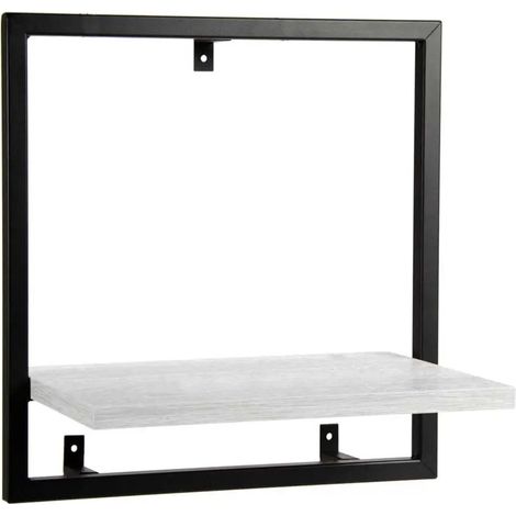 Wandregal aus Metall und Holz in Weiß, 35 x 20 x 35 cm, modernes Design