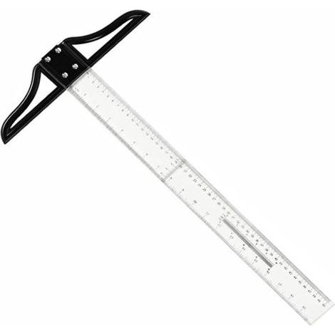Righello a T in acrilico trasparente da 50 cm con marcature su entrambi i lati, design rimovibile, perfetto per disegno, architettura, patchwork e cucito. (1/5)