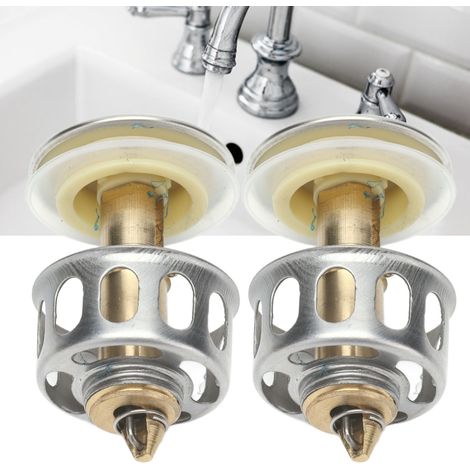 Edelstahl-Ablaufstopfen mit Druckknopf für Waschbecken, Spülbecken und Armaturen im Badezimmer. (1/5)